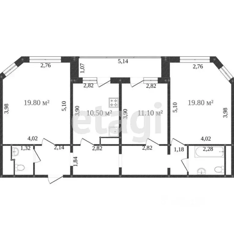 3-к кв. Калужская область, Калуга ул. Фомушина, 10 (85.0 м) - Фото 2