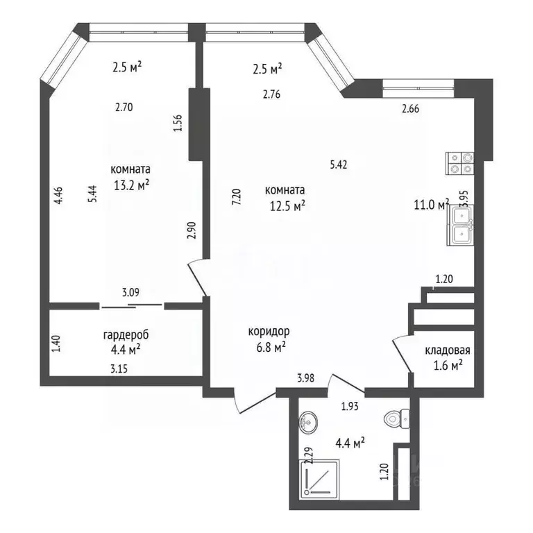 2-к кв. Севастополь ул. Александра Маринеско, 1Бк1 (53.5 м) - Фото 2