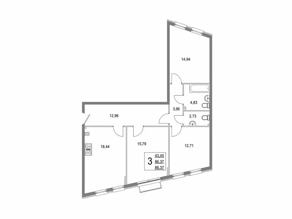 3-комнатная квартира: деревня Крюково, Высокая улица, 1 (86.4 м) - Фото 1