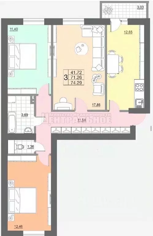 3-к кв. Смоленская область, Смоленск Краснинское ш., 32 (75.0 м) - Фото 1