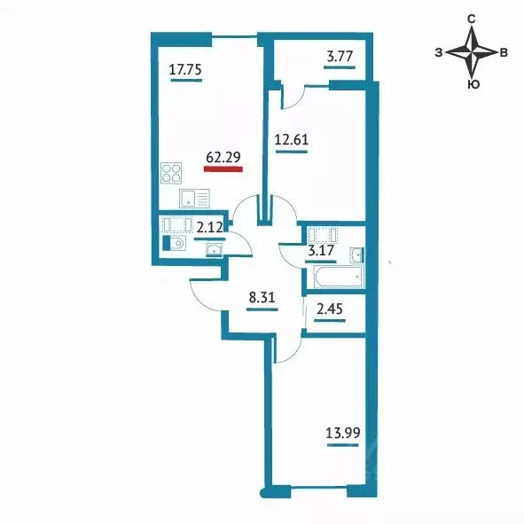 2-к кв. Ленинградская область, Мурино Всеволожский район, Левитан ... - Фото 1