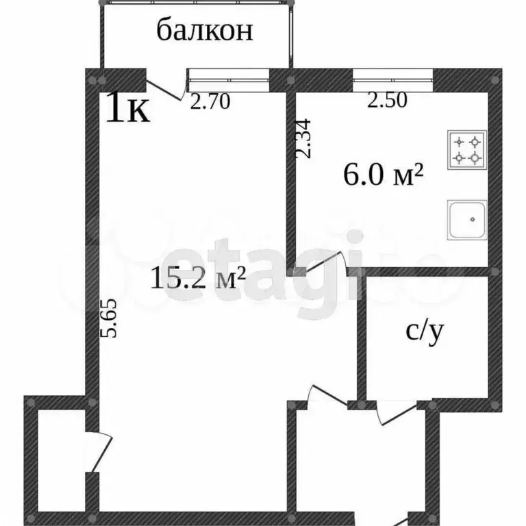 1-к. квартира, 35 м, 4/5 эт. - Фото 0