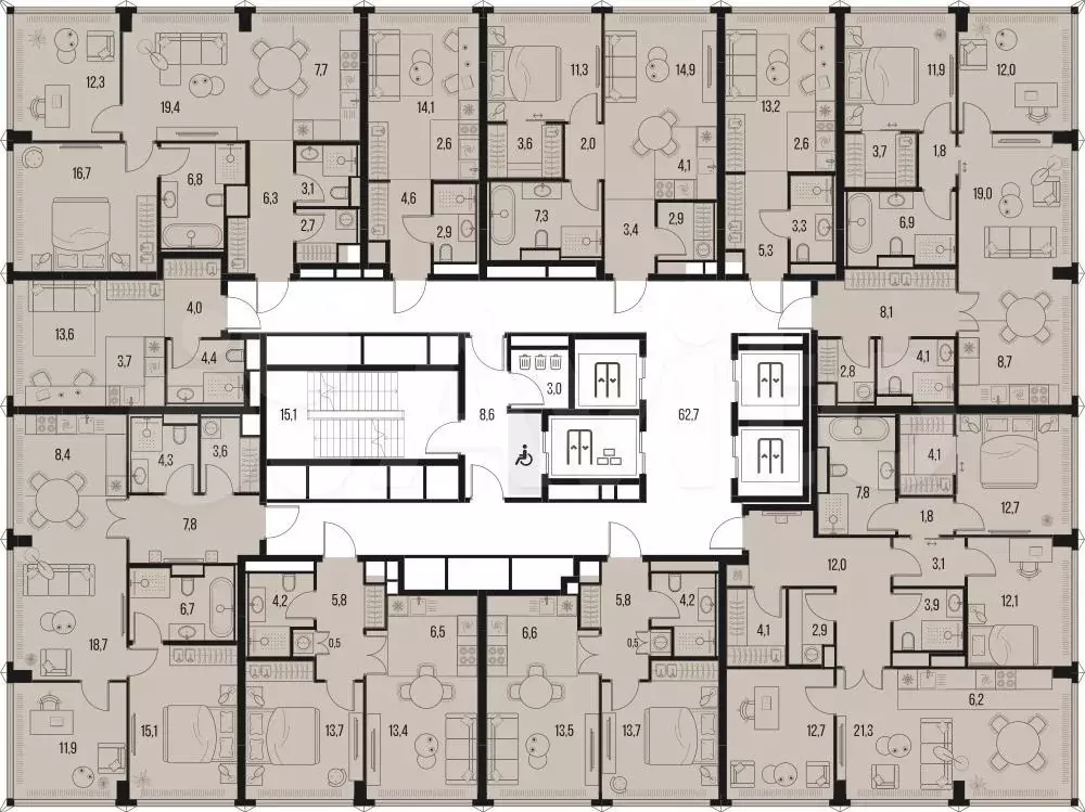 2-к. квартира, 49,5 м, 22/26 эт. - Фото 1