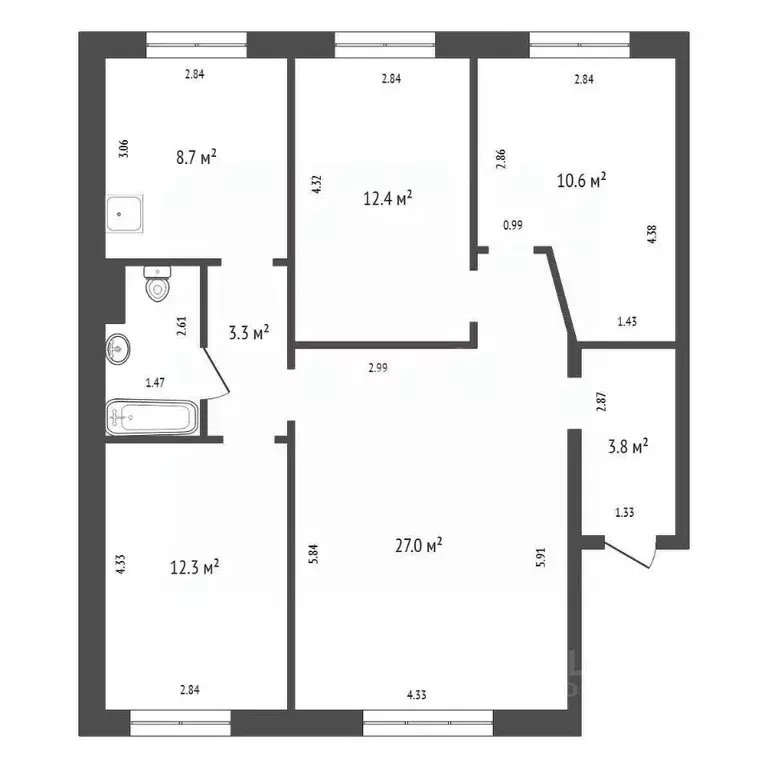 4-к кв. Красноярский край, Красноярск Судостроительная ул., 26 (81.6 ... - Фото 1