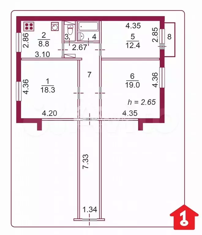 3-к. квартира, 81,5 м, 12/12 эт. - Фото 0