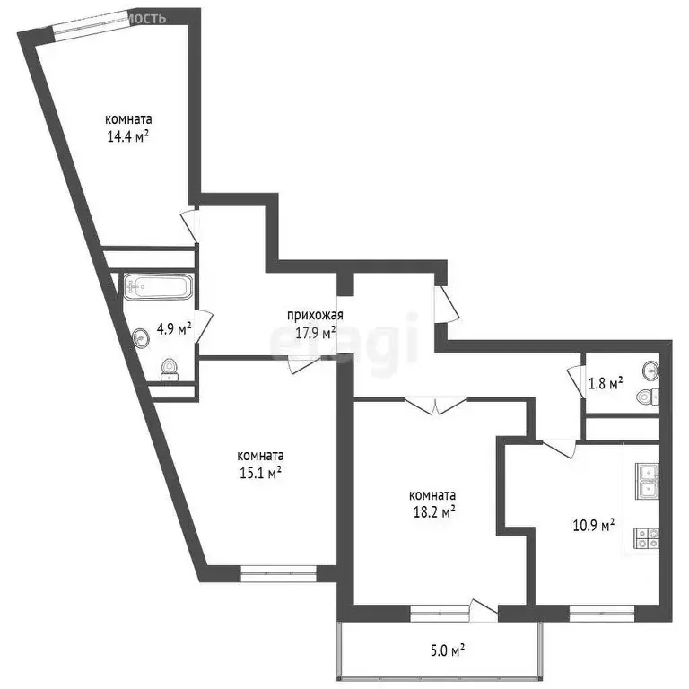 3-комнатная квартира: Подольск, микрорайон Красная Горка, Садовая ... - Фото 1