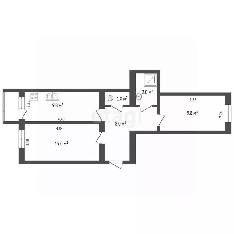 2-к кв. Ямало-Ненецкий АО, Новый Уренгой Восточный мкр, 5/7 (46.8 м) - Фото 1