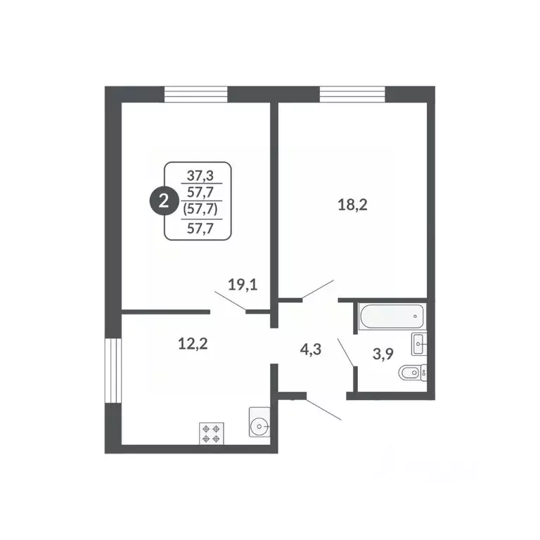 2-к кв. Кировская область, Киров  (57.7 м) - Фото 0