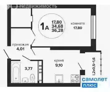 1-комнатная квартира: Краснодарский край, Сочи, микрорайон Больничный ... - Фото 0