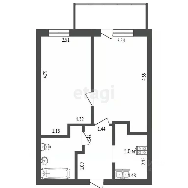 2-к кв. Омская область, Омск Светловская ул., 10 (33.9 м) - Фото 1