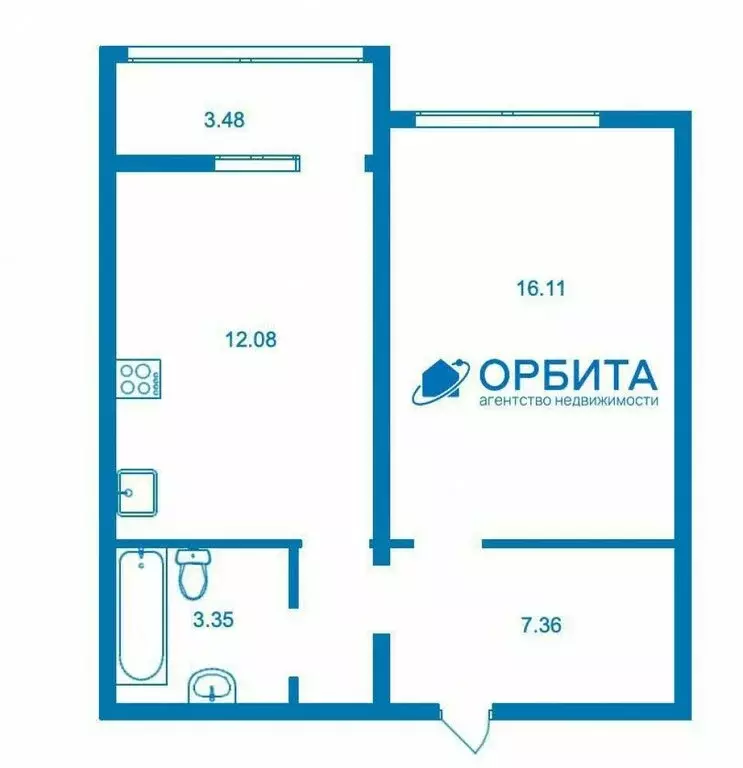 1-комнатная квартира: Тюмень, улица Александра Протозанова, 12к1 (38.9 ... - Фото 1