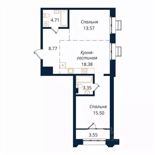 2-к кв. Иркутская область, Иркутск Байкальская ул., 246Б (67.2 м) - Фото 0
