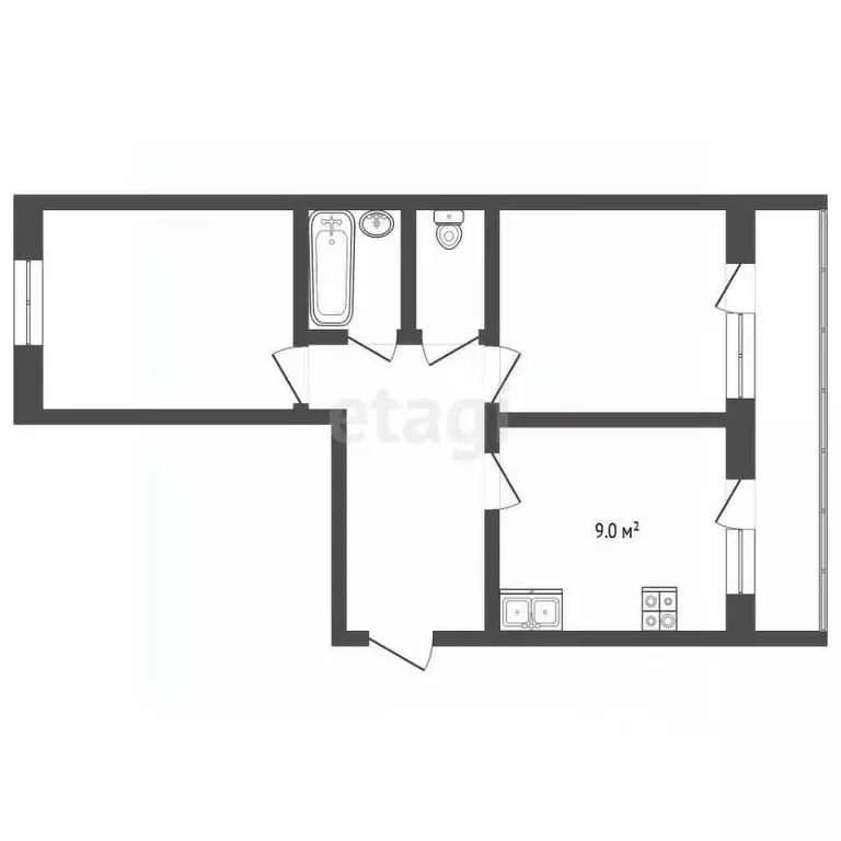 2-к кв. Нижегородская область, Выкса ул. Лизы Чайкиной, 15 (52.6 м) - Фото 1