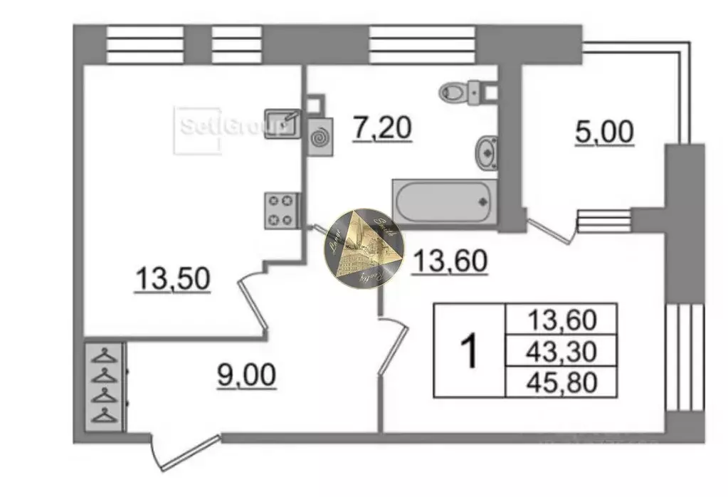 1-к кв. Санкт-Петербург Манчестерская ул., 5к1 (43.3 м) - Фото 1