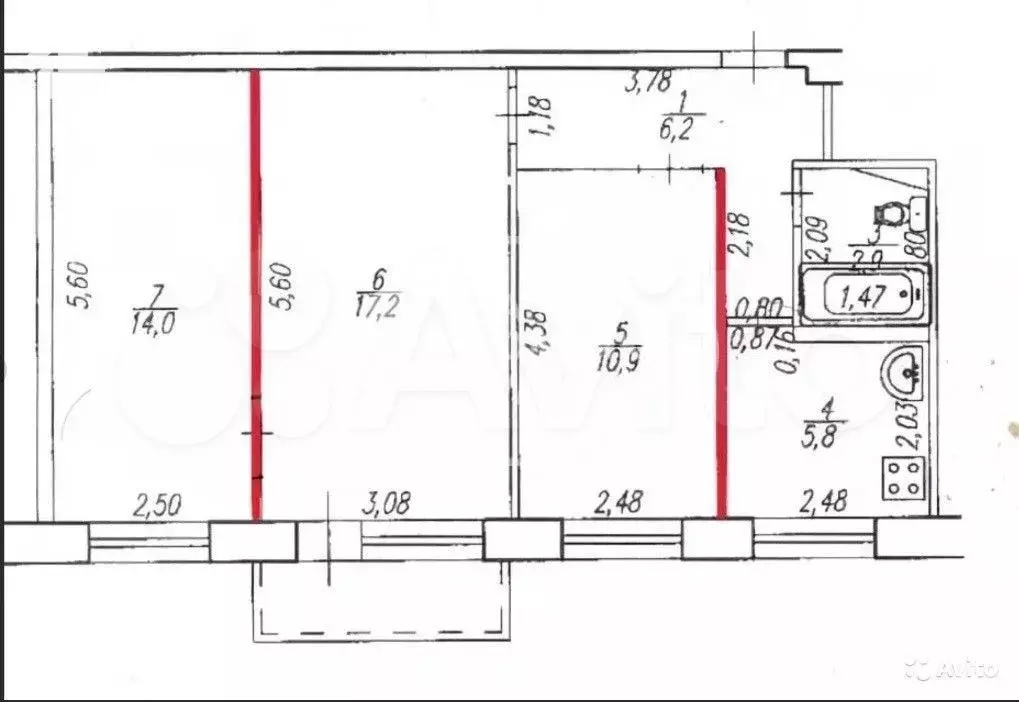 3-к. квартира, 66 м, 2/5 эт. - Фото 0