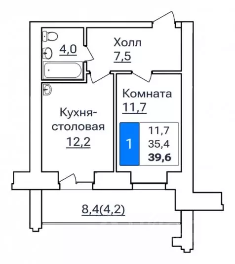 1-к кв. Амурская область, Благовещенск ул. Горького, 205 (39.6 м) - Фото 0