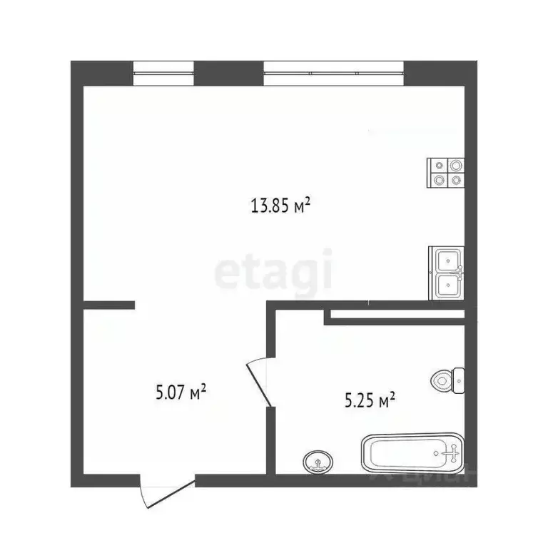 Студия Тюменская область, Тюмень Ставропольская ул., 95 (24.67 м) - Фото 2