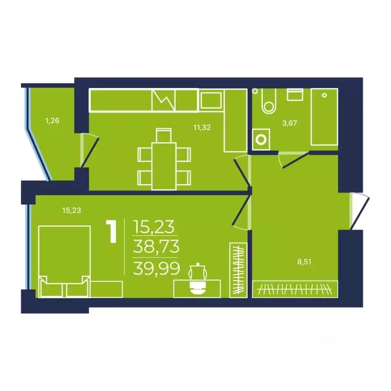 1-к кв. Башкортостан, Уфа ул. Майора Доставалова, 1 (39.99 м) - Фото 1