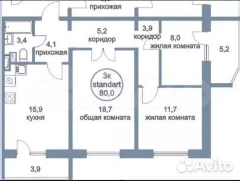 3-к. квартира, 80 м, 8/17 эт. - Фото 0