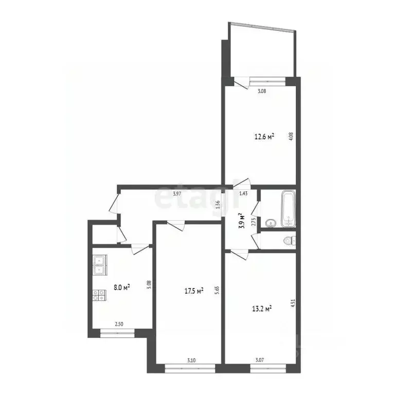 3-к кв. Тюменская область, Тюмень ул. Александра Логунова, 18 (65.5 м) - Фото 2