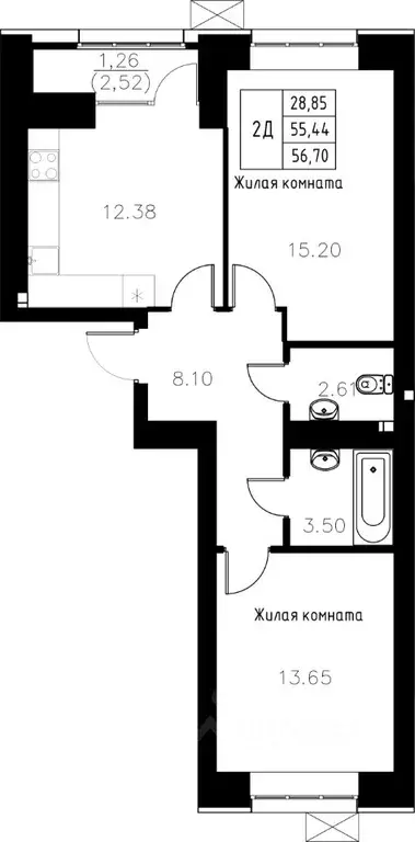 2-к кв. Татарстан, Казань пос. Имени Свердлова,  (56.7 м) - Фото 0