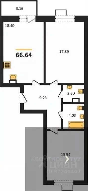 2-к кв. Воронежская область, Рамонский район, Яменское с/пос, пос. ... - Фото 1