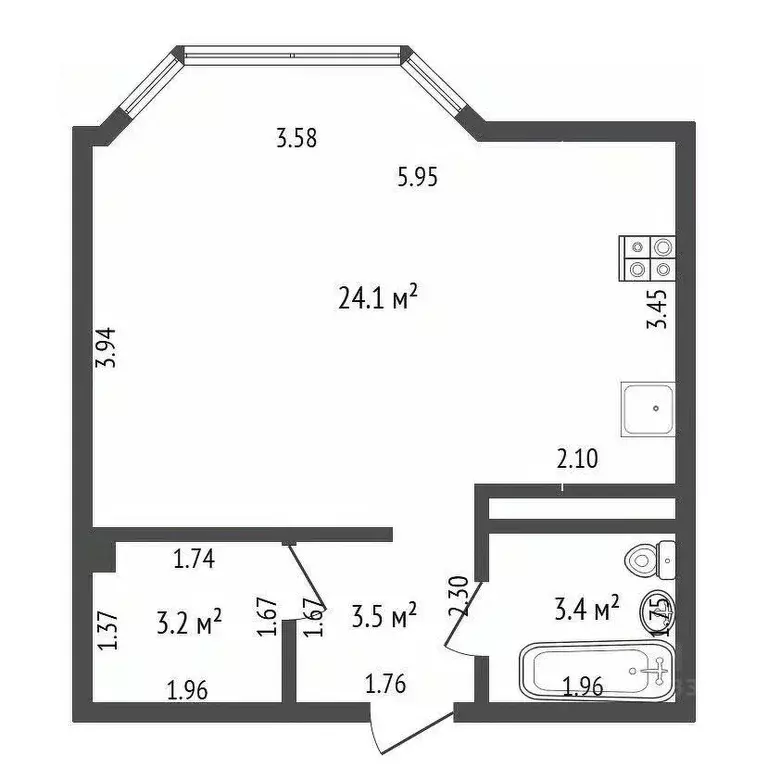 Студия Крым, Сакский район, с. Штормовое ул. 60 лет Октября (34.2 м) - Фото 2