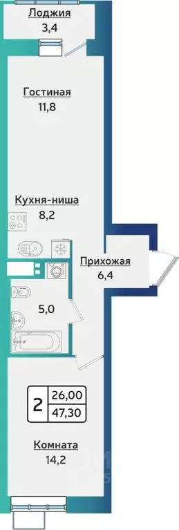 2-к кв. Удмуртия, Ижевск ул. Архитектора П.П. Берша, 42 (46.9 м) - Фото 0
