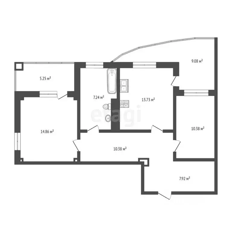 2-к кв. Тюменская область, Тюмень ул. Федюнинского, 64 (63.4 м) - Фото 1