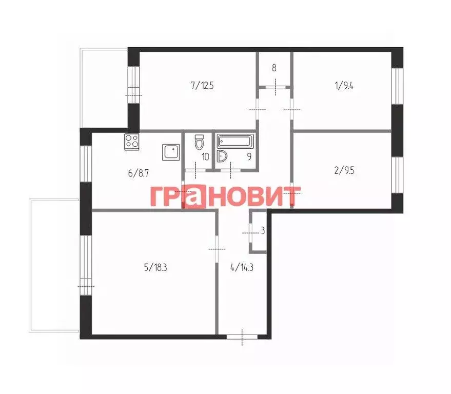 4-к кв. Новосибирская область, Новосибирск ул. Белинского, 6 (79.0 м) - Фото 1