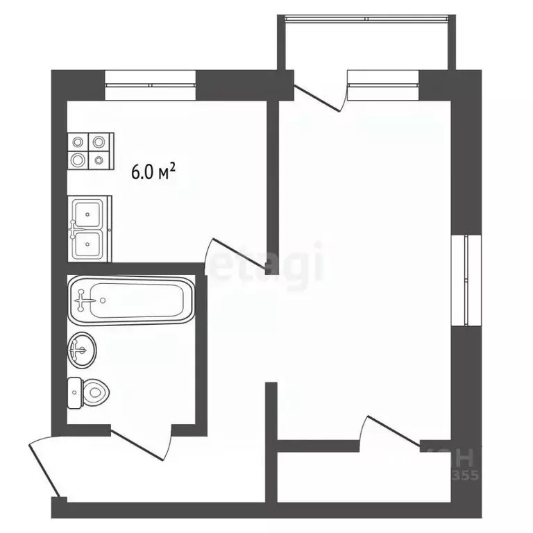 1-к кв. Алтайский край, Барнаул ул. Гулькина, 37 (32.5 м) - Фото 2