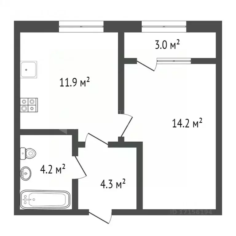 1-к кв. Тюменская область, Тюмень ул. Новоселов, 107 (37.59 м) - Фото 1
