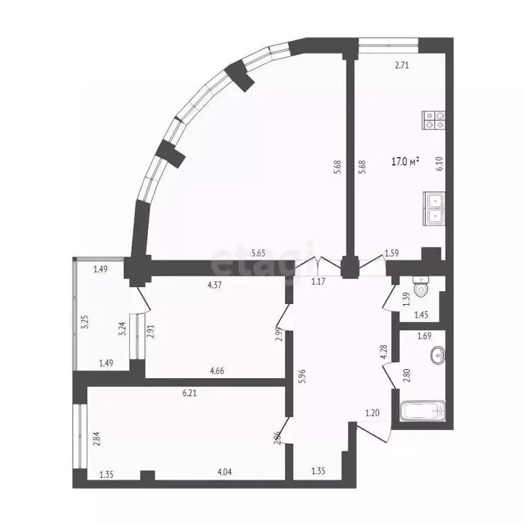 3-к кв. Севастополь просп. Октябрьской Революции, 48 (101.6 м) - Фото 1