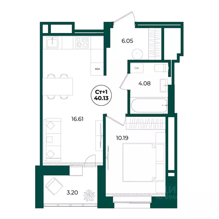 1-к кв. Ханты-Мансийский АО, Нижневартовск ул. Ленина, 60 (40.13 м) - Фото 0