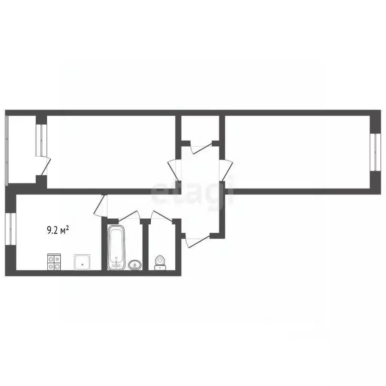 2-к кв. Хабаровский край, Николаевск-на-Амуре ул. Кирова, 18А (54.0 м) - Фото 2