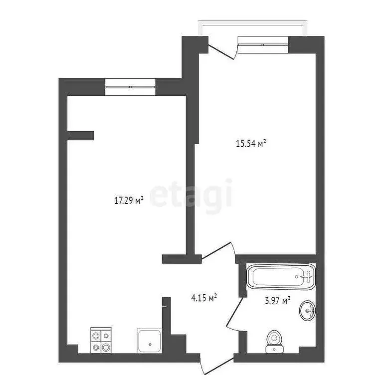 2-комнатная квартира: Севастополь, улица Челнокова, 17к2Б (41 м) - Фото 1