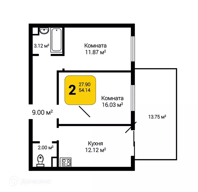 Продаётся 2-к квартира, 58.2 м - Фото 0