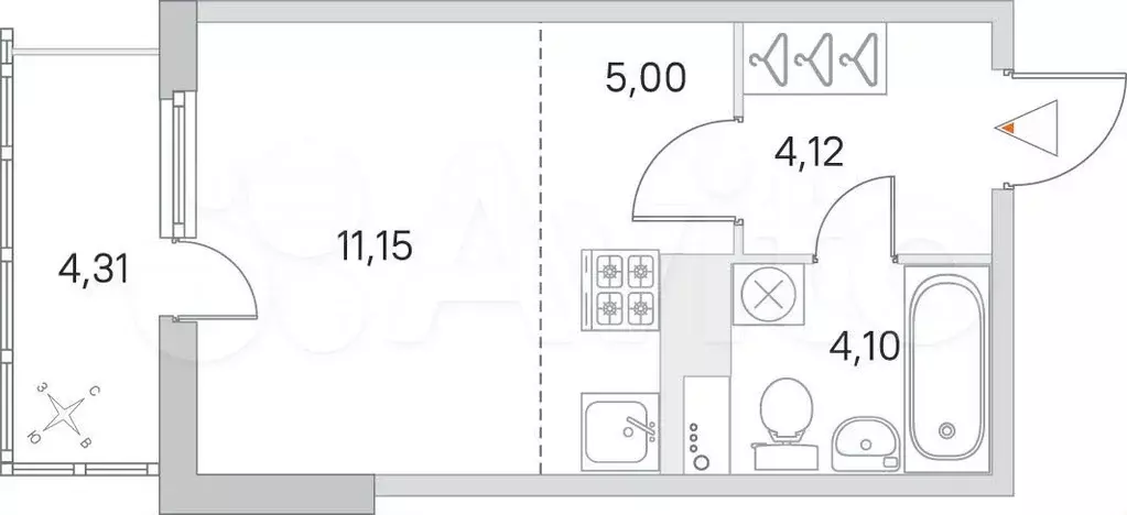 Квартира-студия, 25,7 м, 7/8 эт. - Фото 0