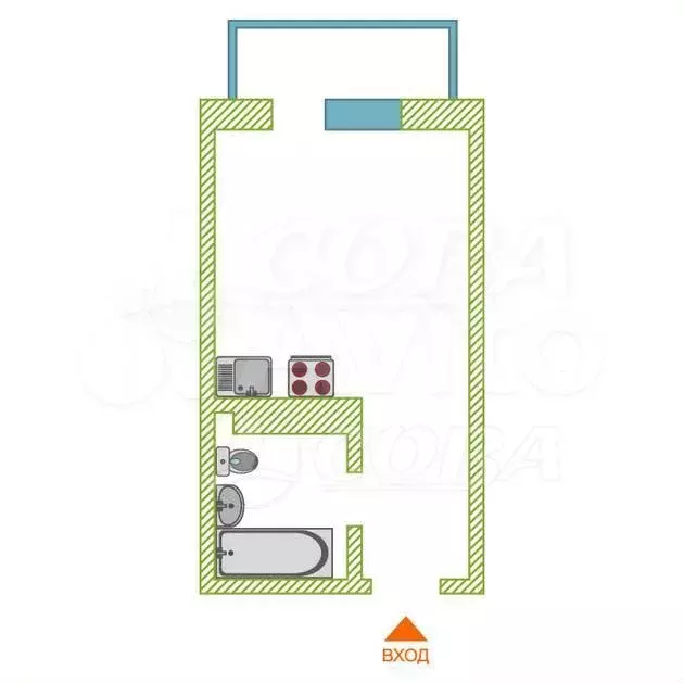 Квартира-студия, 21 м, 19/20 эт. - Фото 0