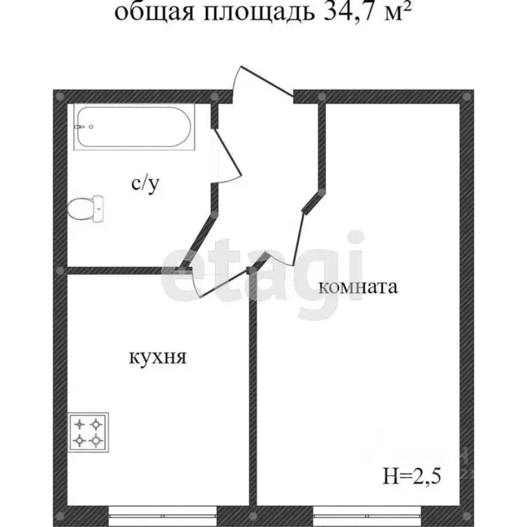 1-к кв. Костромская область, Кострома Венеция мкр, 58 (29.2 м) - Фото 1