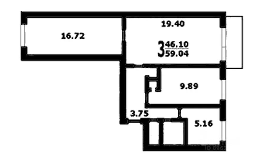 3-к кв. Москва Нагатинская наб., 44К3 (60.0 м) - Фото 1