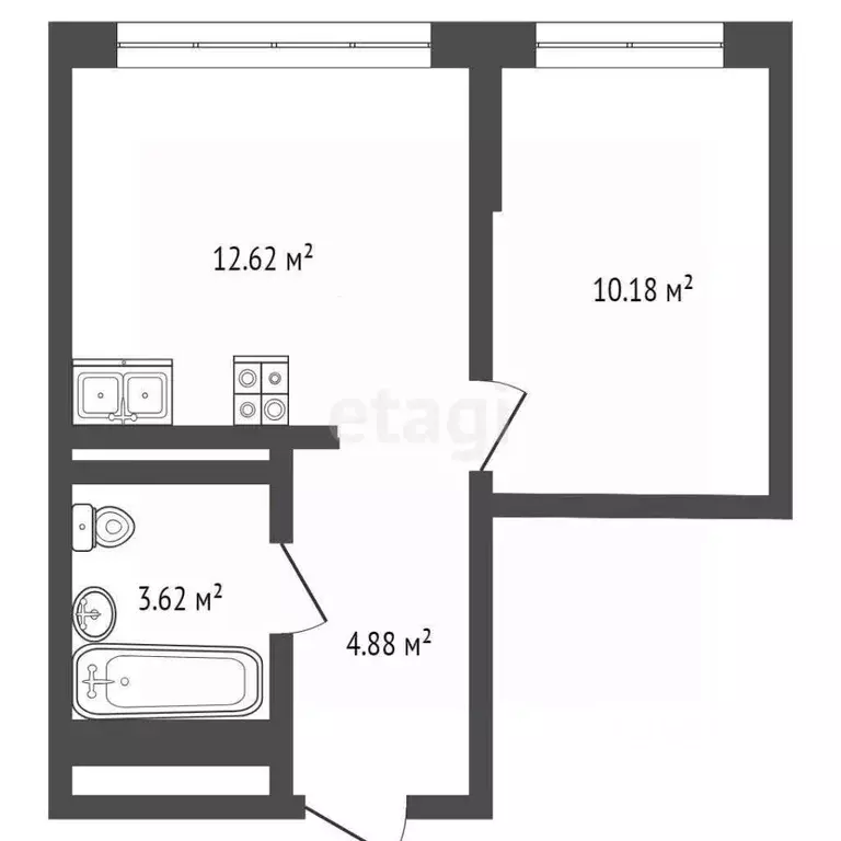 1-к кв. Тюменская область, Тюмень ул. Василия Малкова, 12 (34.0 м) - Фото 2
