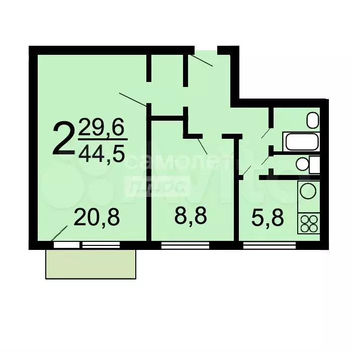 2-к. квартира, 45 м, 13/14 эт. - Фото 0