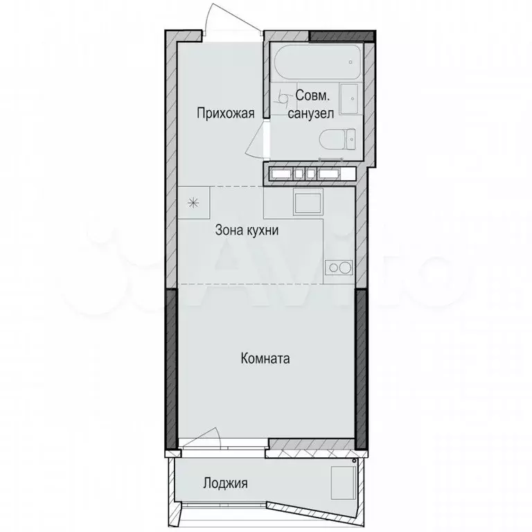 Квартира-студия, 23,3 м, 3/23 эт. - Фото 0