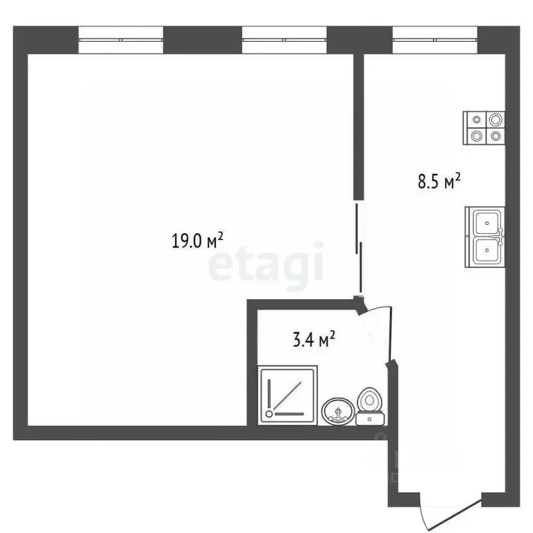 1-к кв. Севастополь пос. Любимовка, ул. Софьи Перовской, 46 (30.9 м) - Фото 2