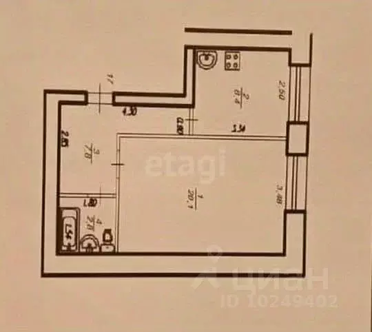 1-к кв. Башкортостан, Уфа Российская ул., 153/1 (40.0 м) - Фото 2