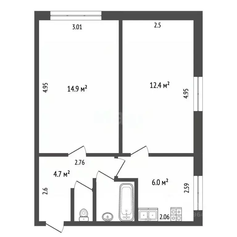 2-к кв. Московская область, Люберцы ул. С.П. Попова, 10 (41.28 м) - Фото 1