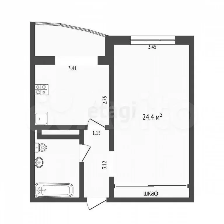 1-к. квартира, 43,5 м, 10/14 эт. - Фото 0