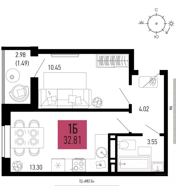 1-к кв. Ростовская область, Аксай  (32.81 м) - Фото 0