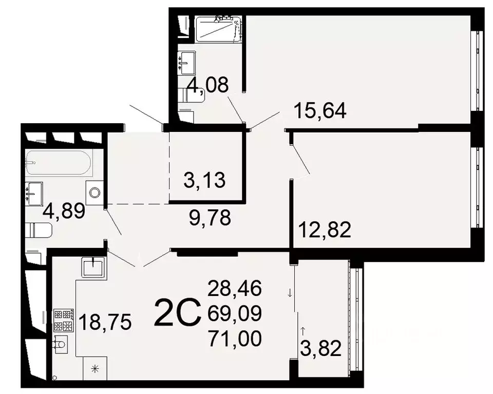 2-к кв. Рязанская область, Рязань Льговская ул., 8 (69.09 м) - Фото 0